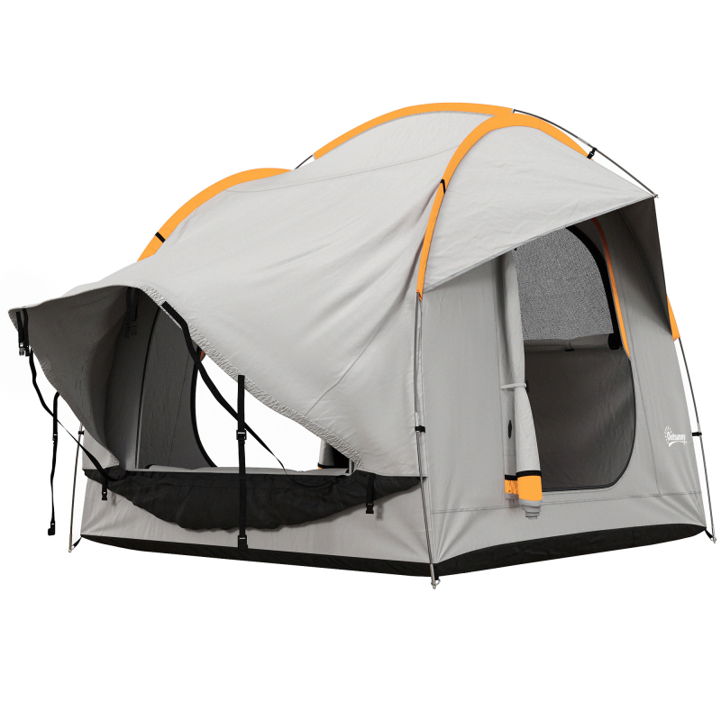 Outsunny Heckzelt Auto Kuppelzelt für 6 Personen mit 3 Türen & Fenstern, Heckklappenzelt für Wohnwagen & SUV aus Polyester, hellgrau Aosom.de – Bild 1 von 2