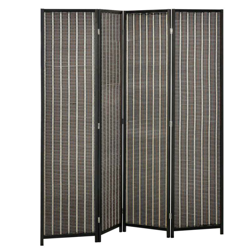 HOMCOM Paravent 4-teilig 180 x 180 cm Raumteiler Trennwand aus Bambus, Faltbar Sichtschutz Raumtrenner Stellwand für Wohnzimmer Braun Aosom – Bild 1 von 2