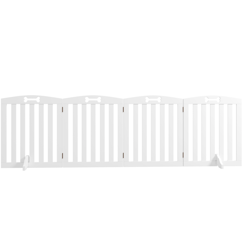 PawHut Absperrgitter Hund 4-teilig, 207,5 x 61 cm Faltbar Türschutzgitter mit 2 Stützfüßen, Freistehend Hundegitter, Treppengitter für mittelgroße Hunde, für Flur, Treppe, Weiß Aosom – Bild 1 von 2