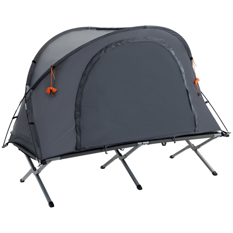 Outsunny Campingbett mit Zelt für 1 Person, erhöhtes Feldbett mit Kuppelzelt & Luftmatratze, inkl. Tragetasche, Grau 200 x 86 x 147 cm Aosom.de – Bild 1 von 2