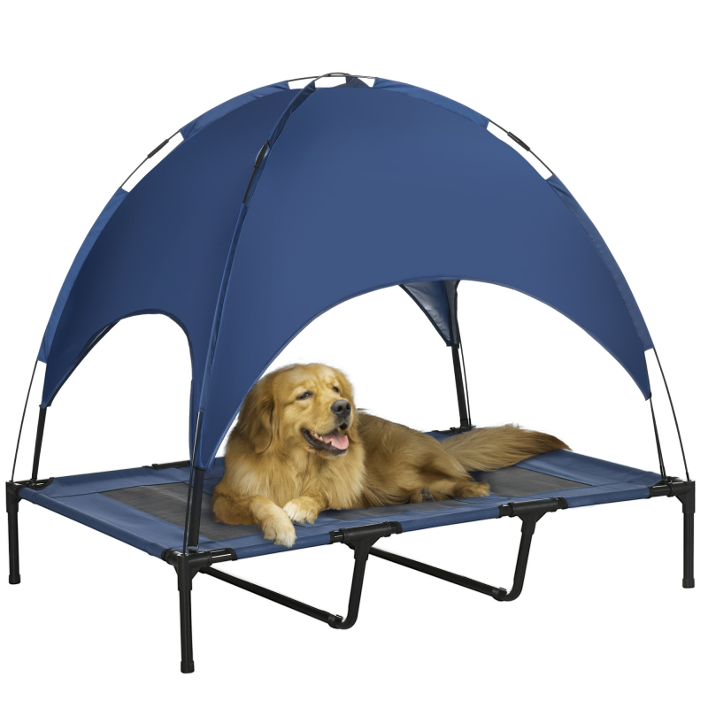 PawHut Haustierbett mit Baldachin erhöhtes Outdoor Hundebett mit UV-Schutz für mittelgroße Hunde Netz-Haustierbett Aosom.de – Bild 1 von 2