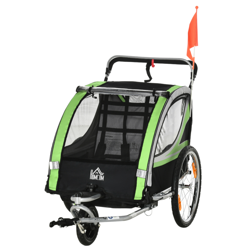 HOMCOM 2 in 1 Kinderanhänger Fahrradanhänger für max. zwei Kinder ab 1,5 Jahren mit 5-Punkt Sicherheitsgurt und 360° drehbar Aosom.de – Bild 1 von 2