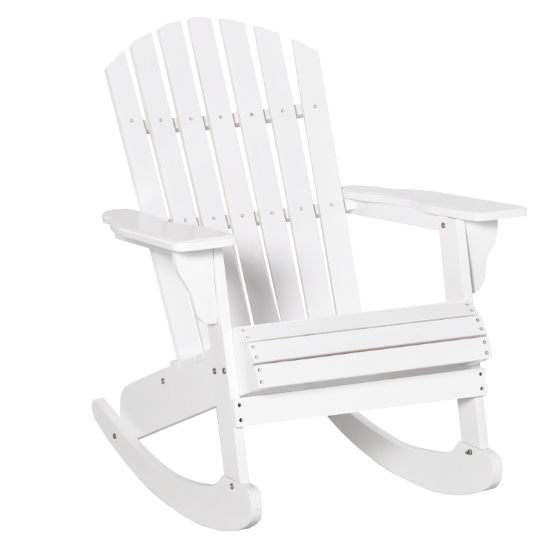 Outsunny Adirondack Gartenstuhl Schaukelstuhl Schaukelsessel 77 x 94 x 97 cm, weiß, wetterfest, ideal für Garten & Balkonmöbel Aosom.de – Bild 1 von 2
