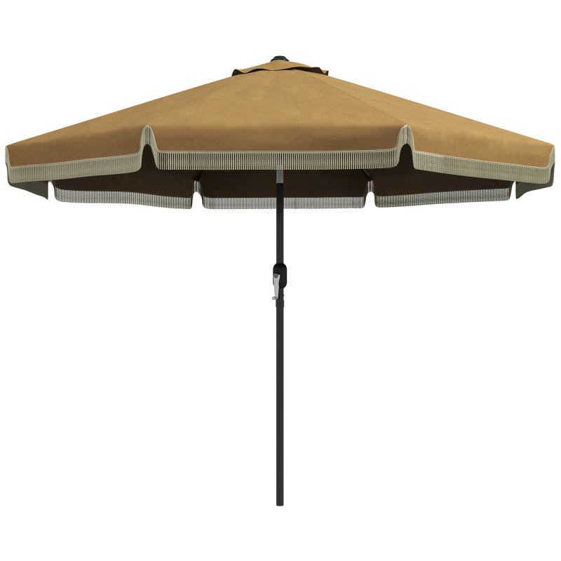 Outsunny Sonnenschirm Ø265 cm Terrassenschirm mit Fransen, neigbarer Strandschirm mit 8 Rippen, ideal für Garten & Balkon in Khaki Aosom.de – Bild 1 von 2