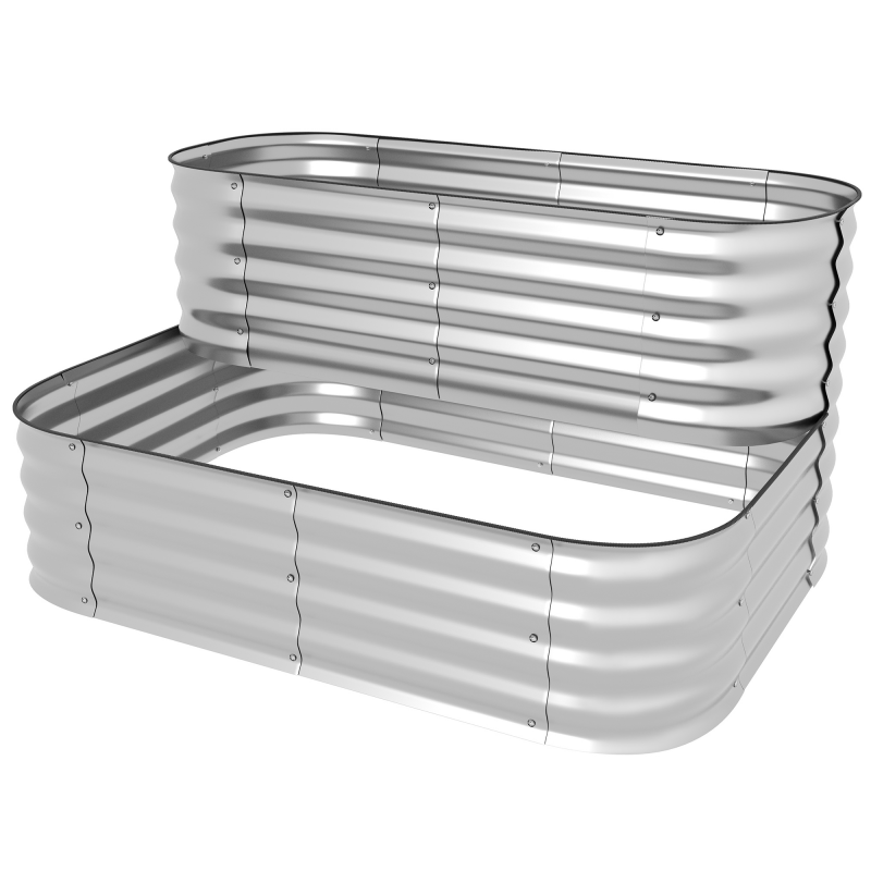Outsunny Blumenregal Pflanzenregal Garten Balkon 118x45x30cm aus Metall in Silber, robust & stilvoll für Ihre Pflanzen Aosom.de – Bild 1 von 2