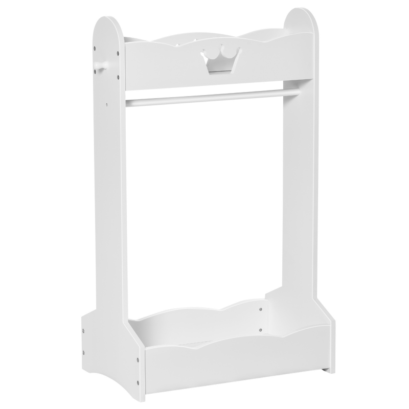 HOMCOM Kinder Kleiderständer Garderobenständer mit Kleiderstange für Kinderzimmer 3-8 Jahre, Weiß MDF Kiefernholz, 70,5x37x103 cm Aosom.de – Bild 1 von 2