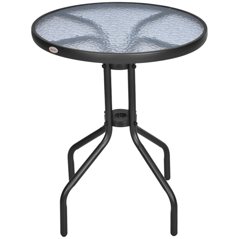 Outsunny Gartentisch rund Balkontisch Ø60xH70cm aus Metall mit Sicherheitsglas, ideal für Garten & Balkon Aosom.de – Bild 1 von 2