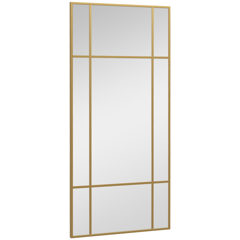 HOMCOM Wandspiegel 110 x 50 cm dekorativer Spiegel mit Metallrahmen, rechteckiger Spiegel für Schlafzimmer, Badezimmer Gold Aosom – Bild 1 von 2