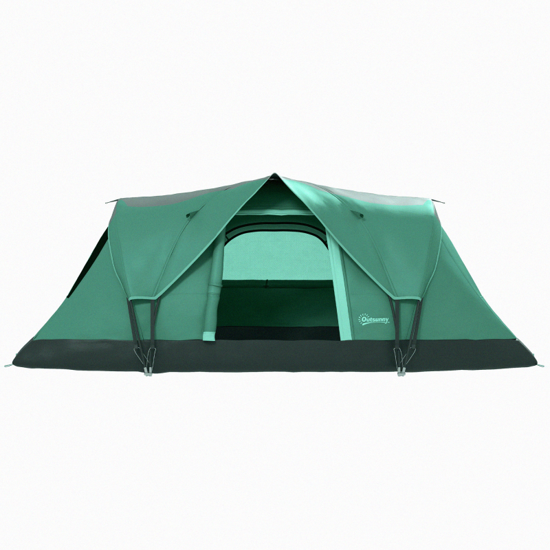Outsunny Campingzelt für 5-6 Personen Tunnelzelt mit Heringen, Kuppelzelt, Polyester, Armeegrün + Schwarz, 4,55x2,3x1,8m Aosom – Bild 1 von 2