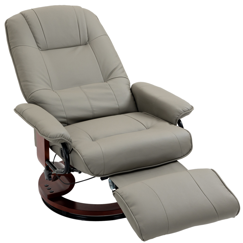 HOMCOM TV Sessel elektrisch, 145° neigbar, mit Liegefunktion, Seitenknopfe, Fußstütze, Relaxsessel, Kunstleder, 78 x 87 x 100 cm, Grau Aosom – Bild 1 von 2
