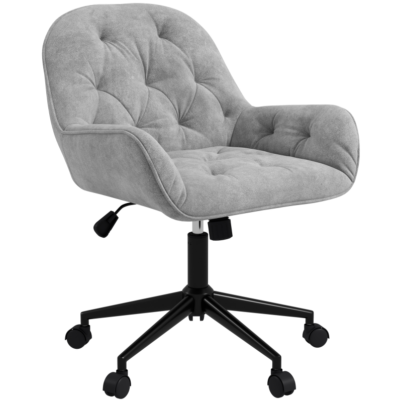 Vinsetto Drehstuhl höhenverstellbar ergonomischer Arbeitsstuhl mit Samtoptik in Hellgrau für Wohnzimmer & Büro Aosom.de – Bild 1 von 2