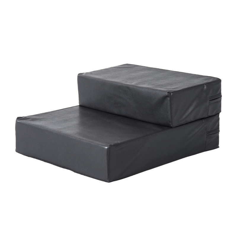 PawHut Haustiertreppe klappbar mit 2 Stufen für Katzen und Hunde, schwarz, L45xB39xH20cm, praktische Tierunterlage für einfaches Aufsteigen Aosom.de – Bild 1 von 2