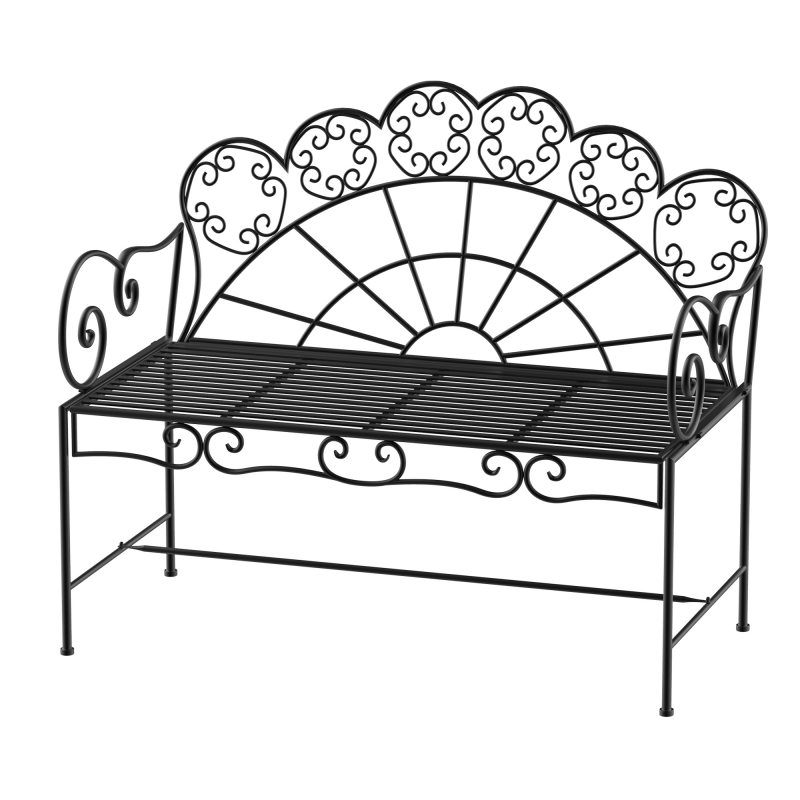Outsunny Gartenbank 2-Sitzer Metall 107 x 55,5 x 90,5 cm robust rostfrei witterungsbeständig für Garten Balkon Park Schwarz Aosom.de – Bild 1 von 2