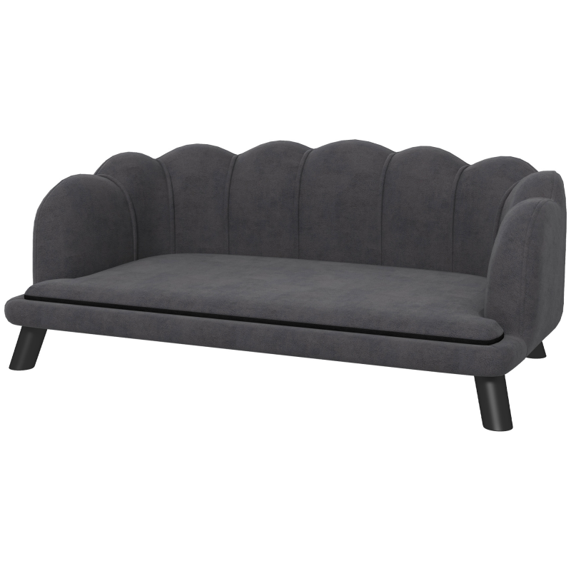PawHut Luxus-Hundesofa Rückenlehne Holzbeine Dunkelgrau 98,5x60,5x35,5cm Aosom – Bild 1 von 2