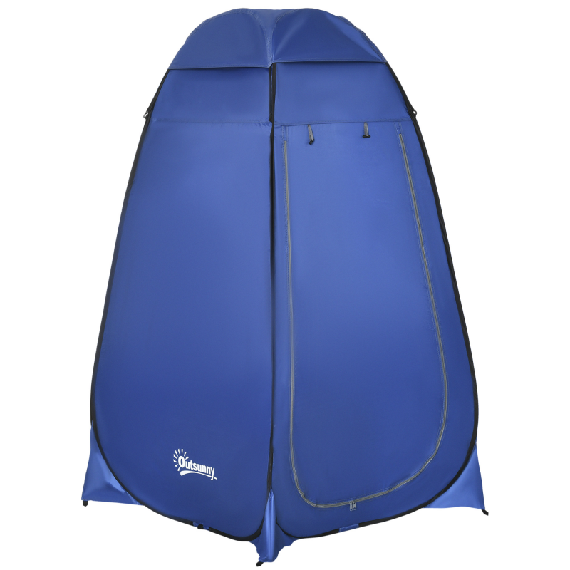 Outsunny Pop up Toilettenzelt, 120 x 120 x 190 cm, Mobiles Camping Duschzelt, Umkleidezelt mit Innentasche, Duschkabine, Polyester, Dunkelblau Aosom – Bild 1 von 2