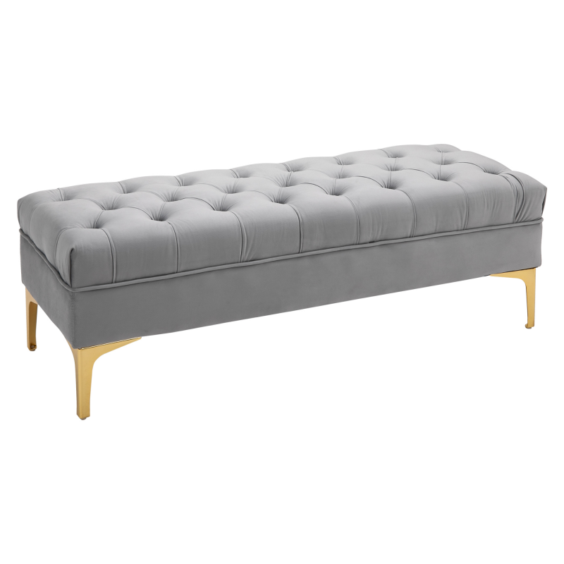 HOMCOM Sitzbank Bettbank Schuhbank mit erhöhten Beinen aus Samt in Hellgrau 118x45x42cm für Schlafzimmer und Flur Aosom.de – Bild 1 von 2