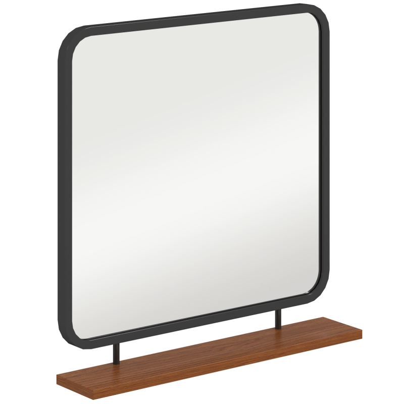 HOMCOM Wandspiegel 55 x 55,5 cm Flurpiegel mit Ablage aus Holz, rechteckiger Spiegel, Dekospiegel für Schlafzimmer, Badezimmer, Schwarz Aosom – Bild 1 von 2