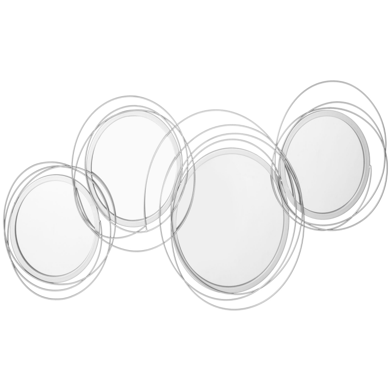 HOMCOM 3er Set Spiegel für Wanddekoration, Wanddekoration mit 4 runden Spiegeln, Wohnzimmerdeko, Wandspiegel, Flurspiegel, Wandkunstwerk für Wohnzimmer, Schlafzimmer, Metall, Silber Aosom – Bild 1 von 2