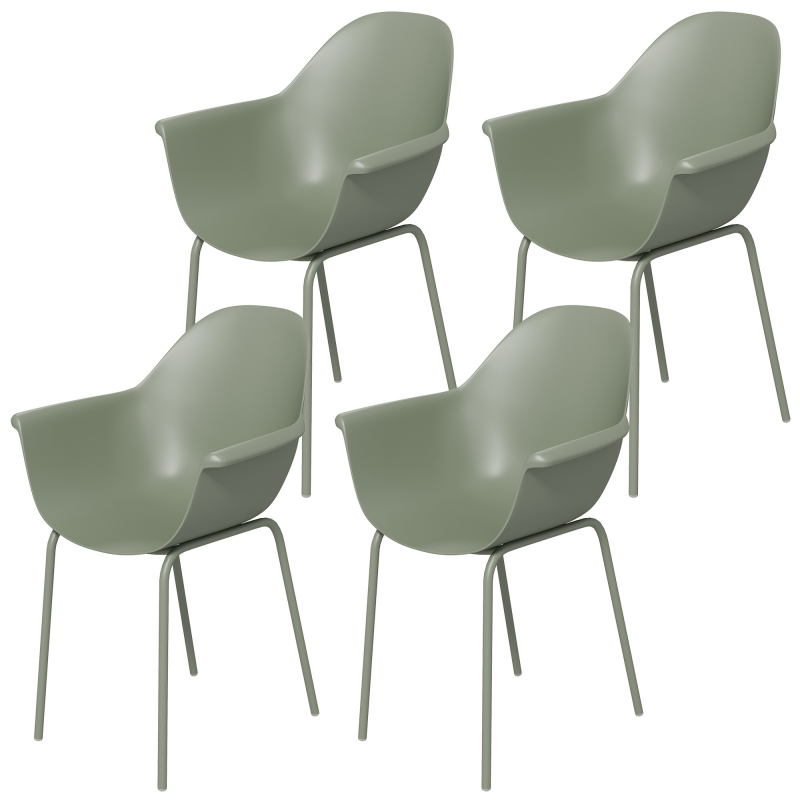 Outsunny Gartenstuhl 4er Set Stapelstühle mit Rückenlehne und Armlehne, Terrassenstühle bis 120 kg belastbar, ideal für Balkon und Garten Aosom.de – Bild 1 von 2