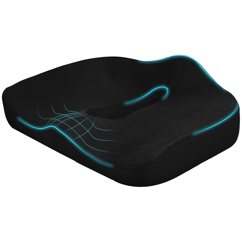 HOMCOM Orthopädisches Sitzkissen Ergonomisches Sitzkissen für Bürostuhl, Auto & Co., Steißbeinkissen aus Memory Schaum für Steißbein, Ischias, Hämorrhoiden Rückenschmerzlinderung, Schwarz Aosom – Bild 1 von 2