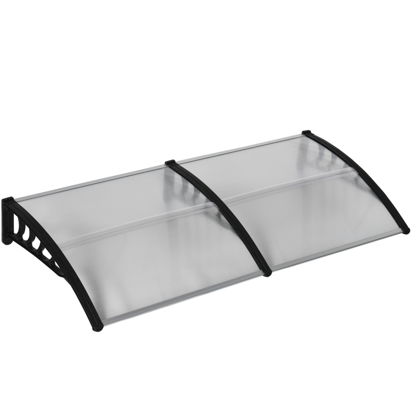 Outsunny Pultvordach Vordach für Haustür 200 x 96 x 27 cm Überdachung mit UV Schutz, Regenschutz Sonnenschutz für draußen Alu Schwarz Aosom – Bild 1 von 2