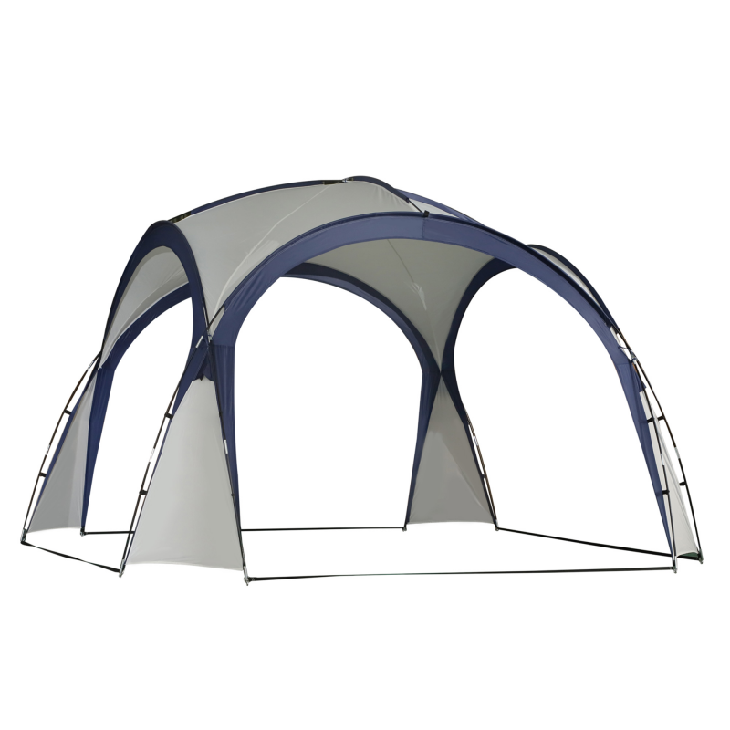 Outsunny Campingzelt Gartenzelt Festzelt Partyzelt Sonnenschutz wetterfest Glasfaserstange + Polyester Cremeweiß + Blau 3,5 x 3,5 x 2,3 m Aosom – Bild 1 von 2
