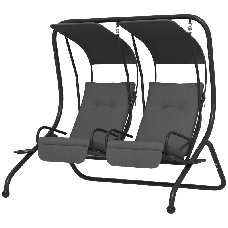 Outsunny 2-Sitzer Hollywoodschaukel Gartenschaukel mit Sonnendach grau 170 x 136 x 170 cm, stabile Stahlkonstruktion für Garten & Terrasse Aosom.de – Bild 1 von 2