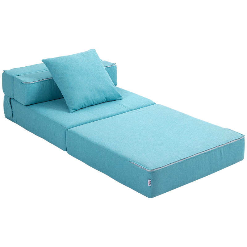 HOMCOM Schlafsessel klappbar 2-in-1 Klappsessel mit Bettfunktion Relaxsessel mit Kissen Gästebett bis 100 kg belastbar Blau Aosom.de – Bild 1 von 2