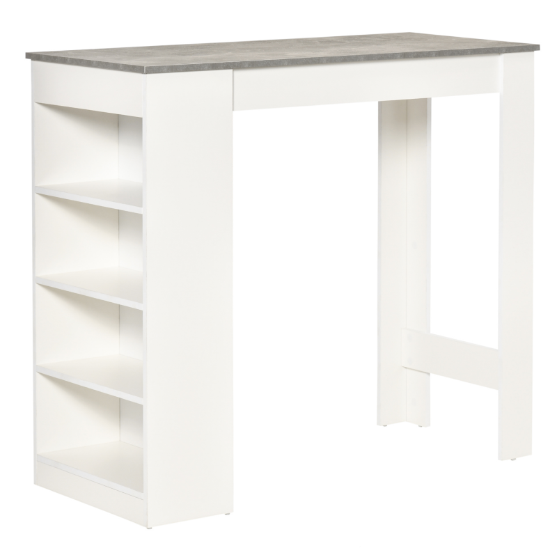 HOMCOM Bartisch Küchentisch mit 4-stöckigem Ablageregal mit Tischplatte für Restaurant Küche Wohnzimmer Spanplatte Weiß+Grau 115 x 50 x 102,7 cm Aosom – Bild 1 von 2