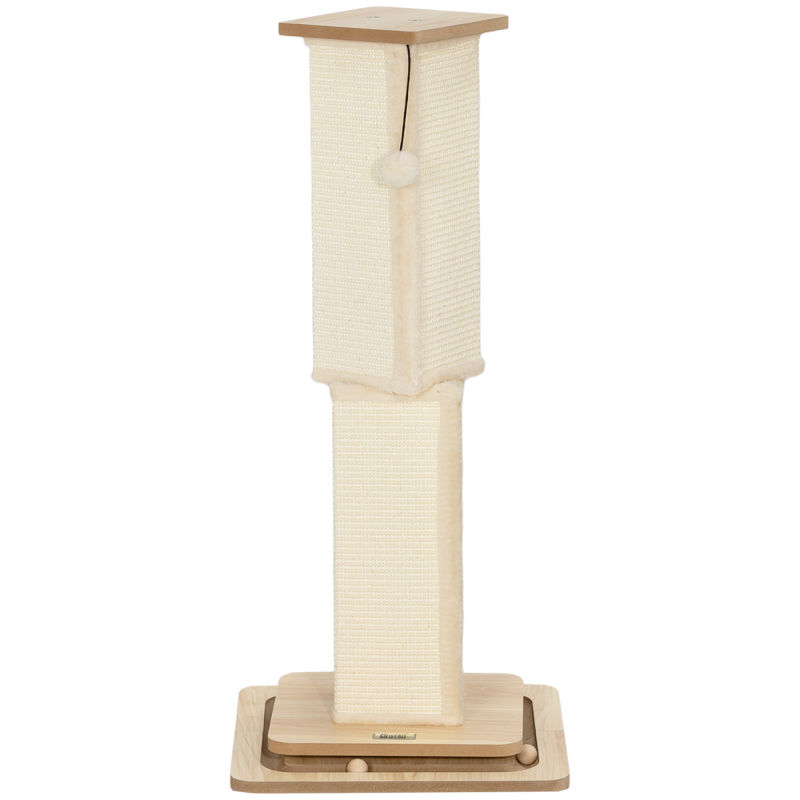 PawHut 3-in-1 Kratzstamm, 87cm Kratzsäule, Sisal-Katzenkratzbaum mit Spielball, Kratzbaum für Katzen, Katzen Kratzmöbel, Indoor, Eiche Aosom – Bild 1 von 2