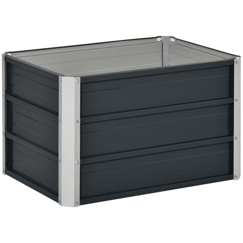 Outsunny Hochbeet Stahl Gartenbeet Pflanzkasten dunkelgrau 66x47x40cm inkl. Handschuhe robust für Gemüse & Blumen Aosom.de – Bild 1 von 2