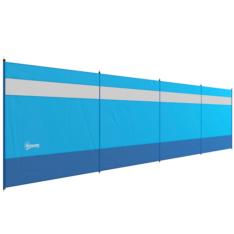 Outsunny Camping Windschutz 4 Paneele Sichtschutz mit Sichtfenster, 725 x 140 cm, Blau, inklusive Tragetasche für Strand & Camping Aosom.de – Bild 1 von 2