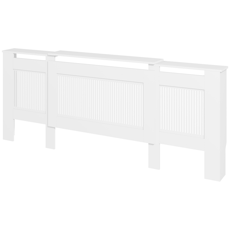 HOMCOM Heizkörperverkleidung ausziehbar Heizkörperabdeckung mit Ablage, Lamellen, Heizungsabdeckung Heizungsverkleidung Heizkörper Abdeckung 125-201 x 19 x 81,5 cm Weiß Aosom – Bild 1 von 2