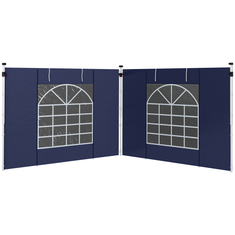 Outsunny 2 Seitenteile Seitenwände für 3x3m und 3x6m Pavillon, Ersatzwände mit Fenster und Tür, Oxford Material, Blau für Gartenpartys Aosom.de – Bild 1 von 2