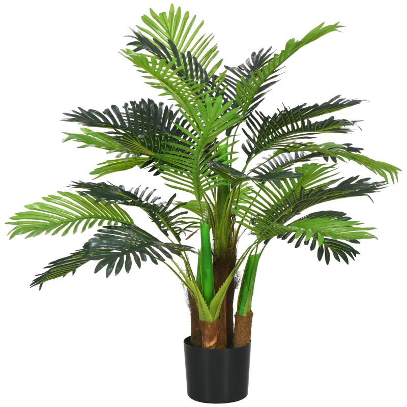 HOMCOM Künstliche Pflanzen, Kunst Palme, 100 cm Kunstpflanze mit 27 Zweige, Zimmerpflanze, Kunstbaum, Pflanze Deko für Indoor, Outdoor, Grün Aosom – Bild 1 von 2