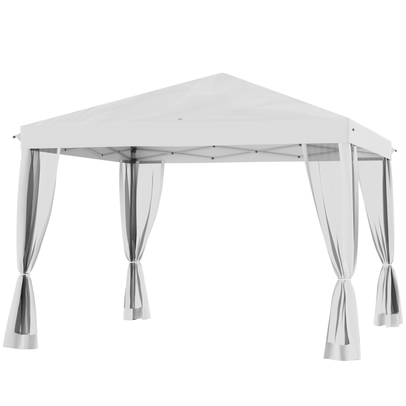 Outsunny Pavillon ca.3x3m, wasserabweisend Stabil Winterfest Pop-up Faltpavillon mit UV Schutz, Faltbar Partyzelt Gartenzelt mit 4 Seitenteilen, Tasche Gartenpavillon für Camping Garten, Cremeweiß Aosom – Bild 1 von 2