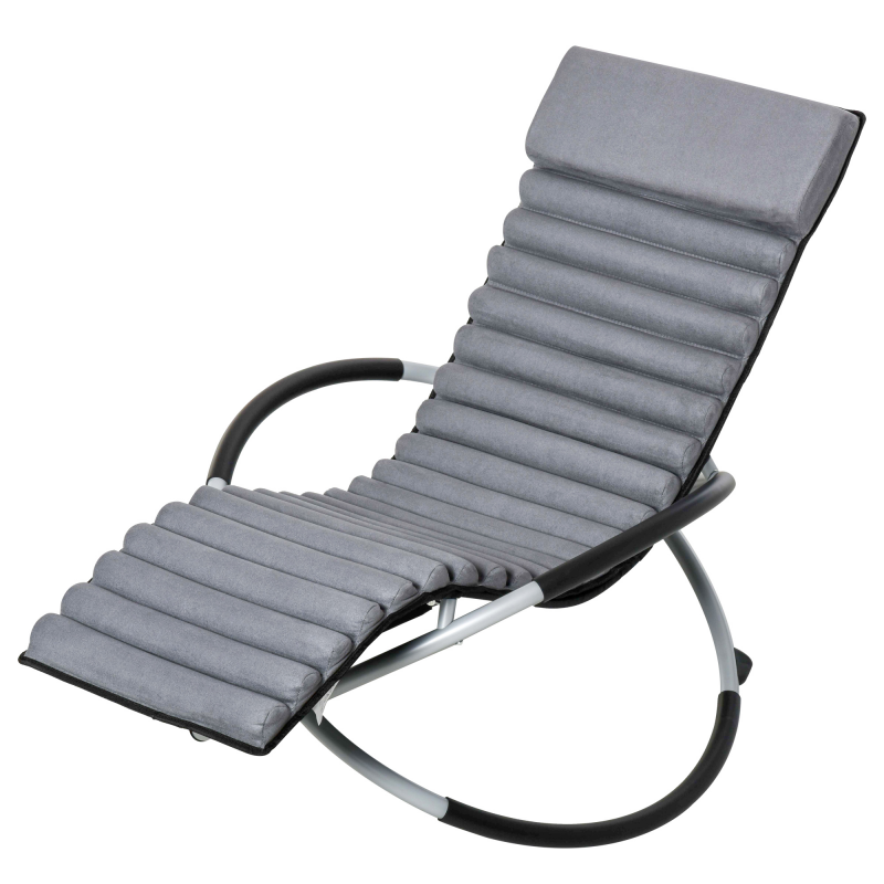 Outsunny Schaukelstuhl ergonomischer 2 in 1 Schwingsessel Gartenstuhl Schaukelliege Metall Textilene kugelförmig Dunkelgrau 145x74x88 cm für Komfort im Garten Aosom.de – Bild 1 von 2