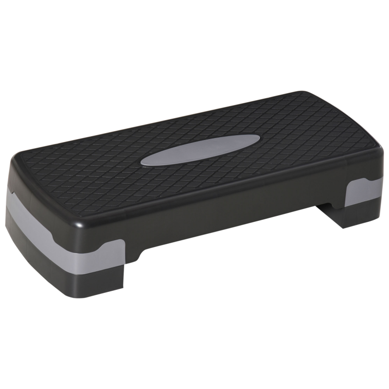 HOMCOM Steppbrett Aerobic Fitness 2-stufig höhenverstellbar 10/15 cm Heimtrainer Stepper Schwarz Grau 68x29x15cm für effektives Workout Aosom.de – Bild 1 von 2