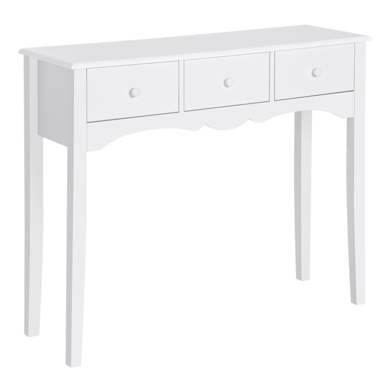 HOMCOM Konsolentisch, Beistelltisch, Dekotisch, Konsole Schubladentisch, MDF, Weiß, 100 x 32 x 85 cm Aosom – Bild 1 von 2