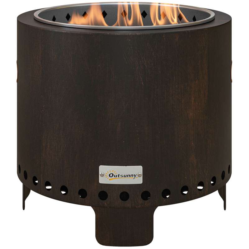 Outsunny Feuerschale rauchfreie Tischfeuerstelle Ø45 cm mit Griff und Schürhaken ideal für Garten und Camping Metall Schwarz Aosom.de – Bild 1 von 2