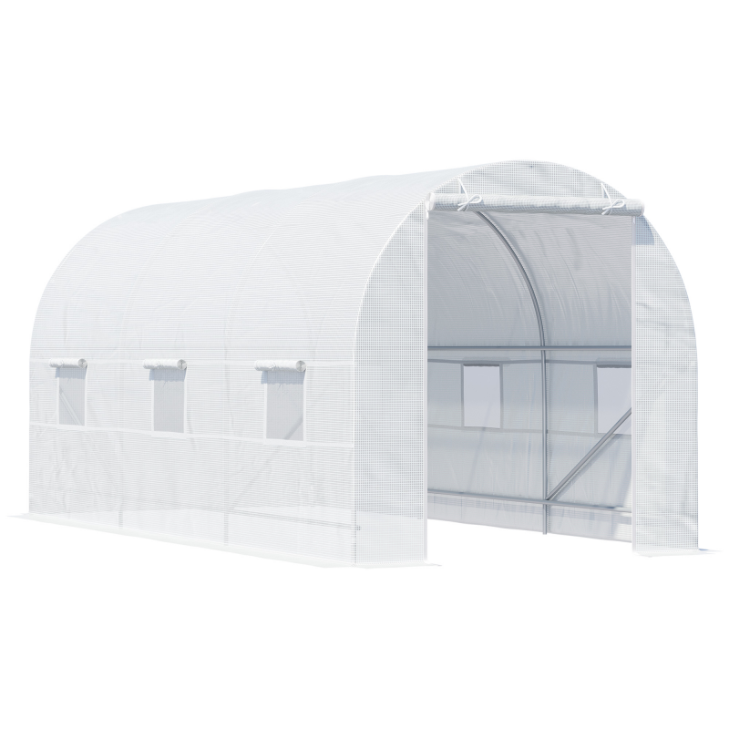Outsunny Gewächshaus 2 x 4 m, stabiles Foliengewächshaus, Gewächshausfolie UV beständig, Weiß Aosom.de – Bild 1 von 2