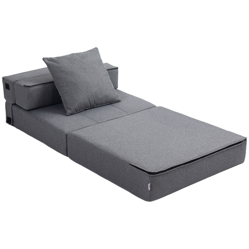 HOMCOM 2-in-1 Schlafsessel klappbar, bis 100 kg belastbar, Schlafsofa, Klappsessel mit Bettfunktion, Relaxsessel, Gästebett, Dunkelgrau Aosom – Bild 1 von 2