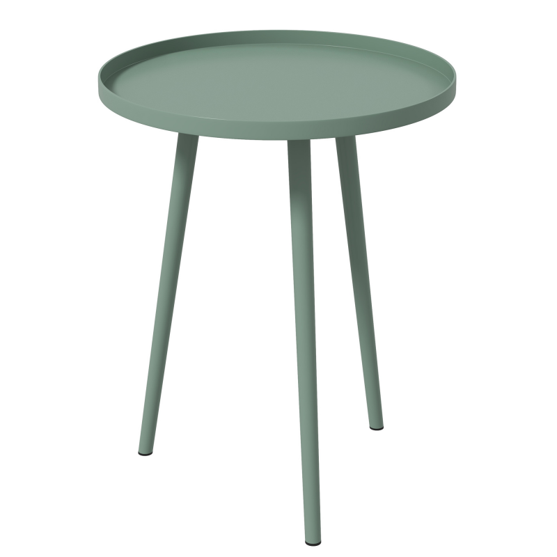 Outsunny Beistelltisch Garten, wetterfester Gartentisch mit erhöhtem Rand, Balkontisch aus Stahl, runder Kaffeetisch 20kg belastbar, Ø40x50H cm, Sofatisch für Outdoor Indoor Balkon Terrasse Grün Aosom – Bild 1 von 2