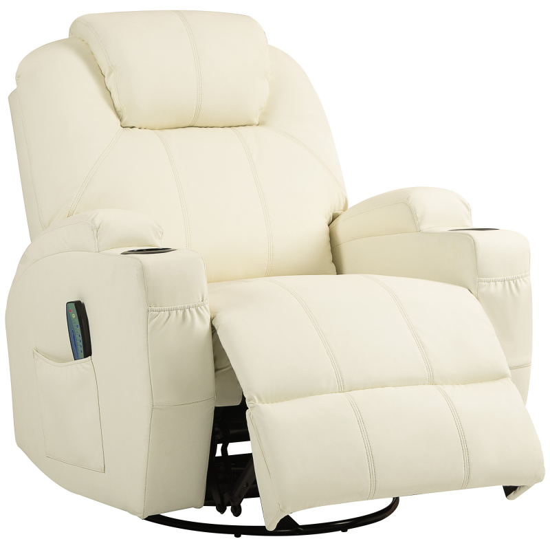 HOMCOM Relaxsessel elektrisch mit Massagefunktion, Belastbarkeit 150 kg, Fernsehsessel mit liegefunktion, Fernbedienung, Cremeweiß Aosom.de – Bild 1 von 2