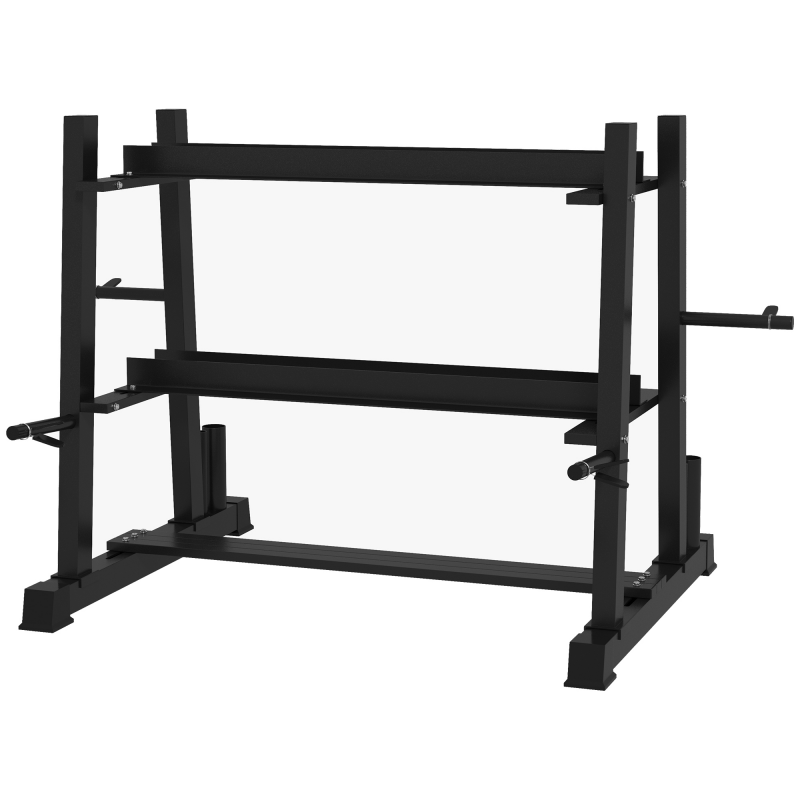 SPORTNOW Hantelständer 3 Ebenen bis 200 kg Stahl Schwarz 131x75x80 cm für Fitnessstudio & Heimtraining Aosom.de – Bild 1 von 2