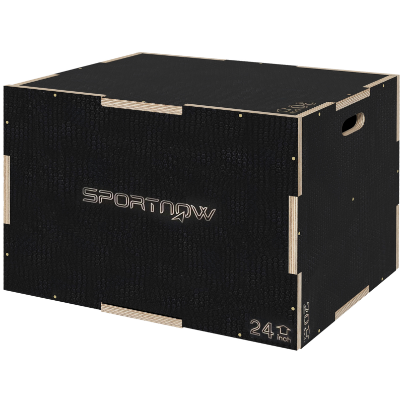 SPORTNOW Sprungbox 3 in 1 Plyo Box Holz mit Griff, Plyometrische Plattform für Fitness Zuhause & Studio, Schwarz Aosom.de – Bild 1 von 2