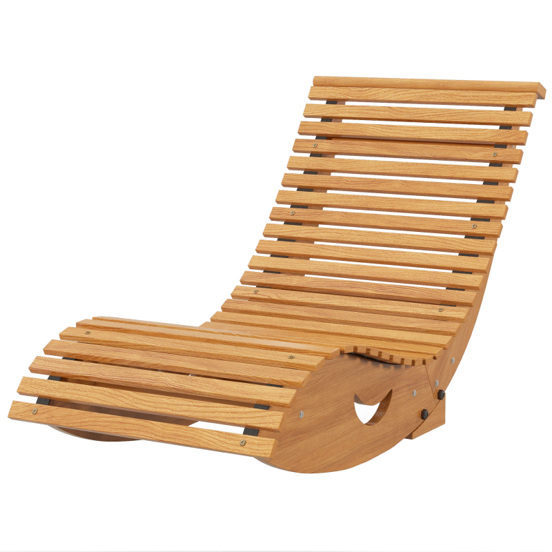 Outsunny Schaukelstuhl ergonomisch S-Form, Kippschutz bis 120 kg belastbar, ideal für Balkon & Terrasse, 130 x 60 x 60 cm Aosom.de – Bild 1 von 2