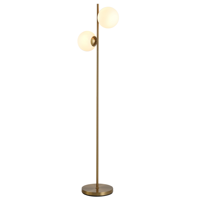 HOMCOM Stehlampe Standleuchte 2-teilig mit Glas-Lampenschirm, Stahl und Glas, 165cm hoch, gold und weiß, modernes Design für Wohnzimmer Aosom.de – Bild 1 von 2