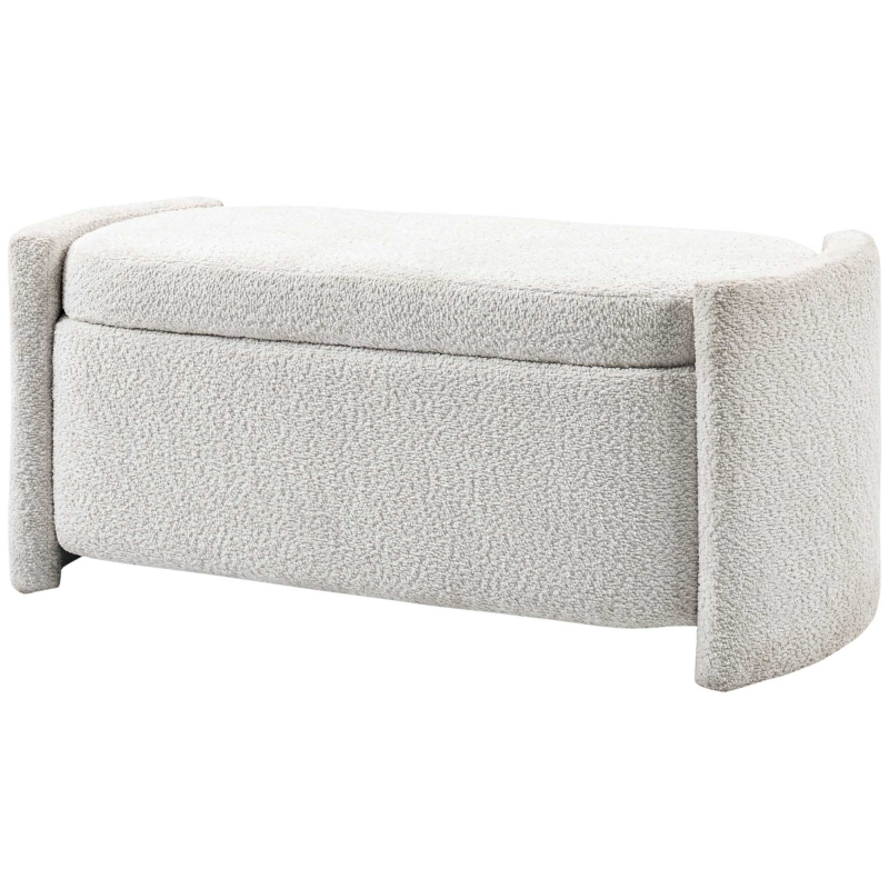 HOMCOM Sitzbank, Bettbank mit Stauraum, Polsterbank mit Deckel, Samtoptik, Aufbewahrungsbank, Creme, 105 x 44 x 45,5 cm Aosom – Bild 1 von 2