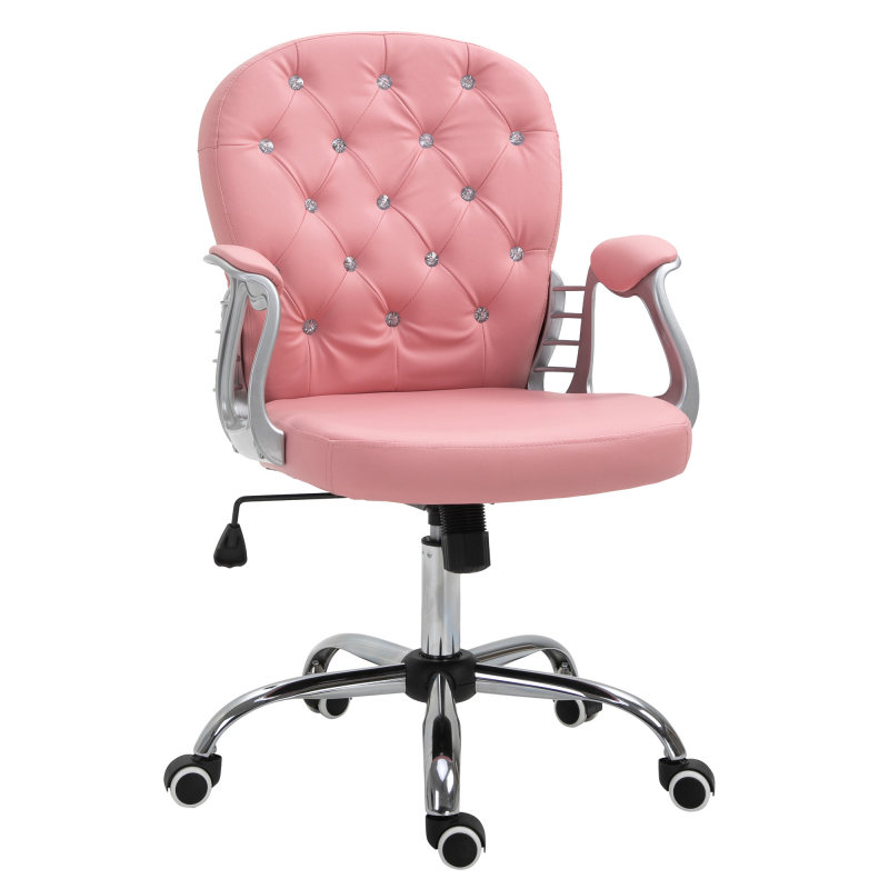 Vinsetto Bürostuhl Chefsessel ergonomisch gepolsterte Rückenlehne, Rosa, PU, 59,5 x 60,5 95-105 cm Aosom – Bild 1 von 2